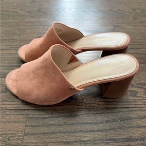 Cole Haan Suede Open-Toe Heeled Sandals in Rose